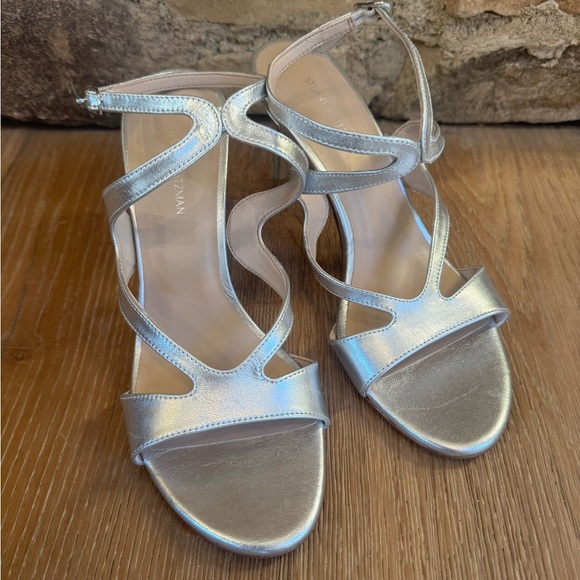 🔥Stuart Weitzman🔥FORMAL Mariposa 80 Sandal Sz7 Silver Worn3times PriceFirm! - Picture 3 of 14